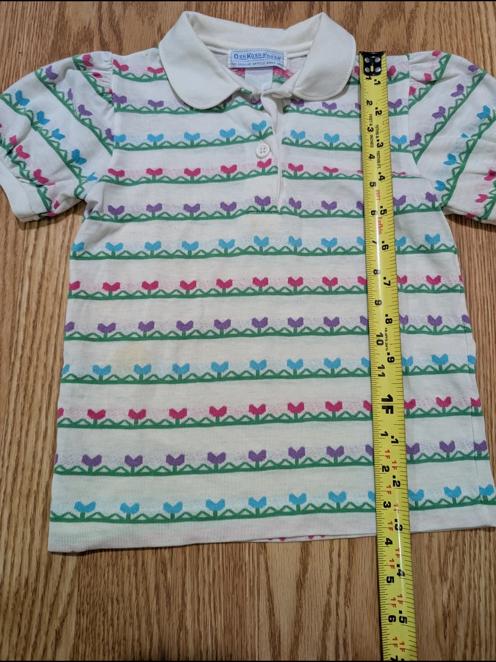 Vintage OshKosh B'gosh Girl Polo shirt Geometric Hearts USA 6
